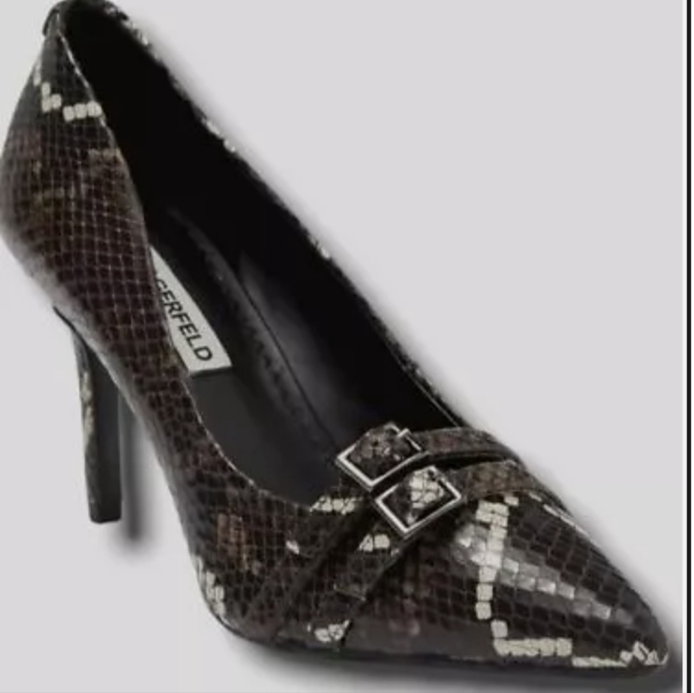 Karl Lagerfeld Snakeskin Buckle Pump